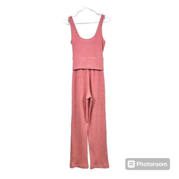 Ribbed Knit SAYLOR Womens XS Molly Tie Waist Straight Leg Jumpsuit Lounge Casual - Picture 11 of 13